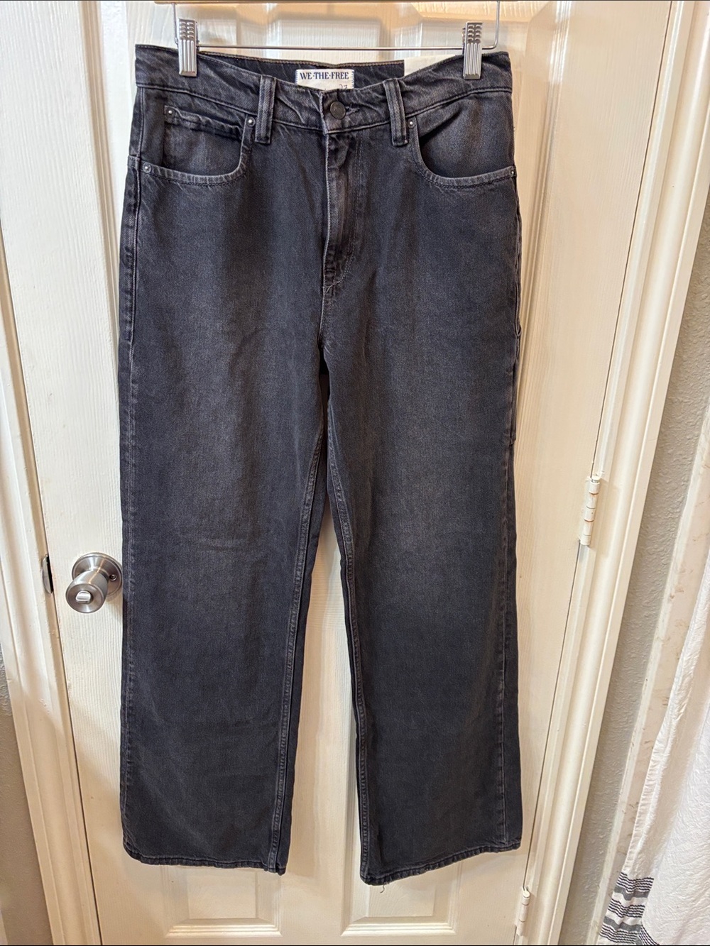 FP We The Free Tinsley High-Rise Baggy Jeans Blowout Black size 27